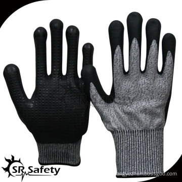 SRSAFETY nitrile coating and dotted cut chemical resistant gloves